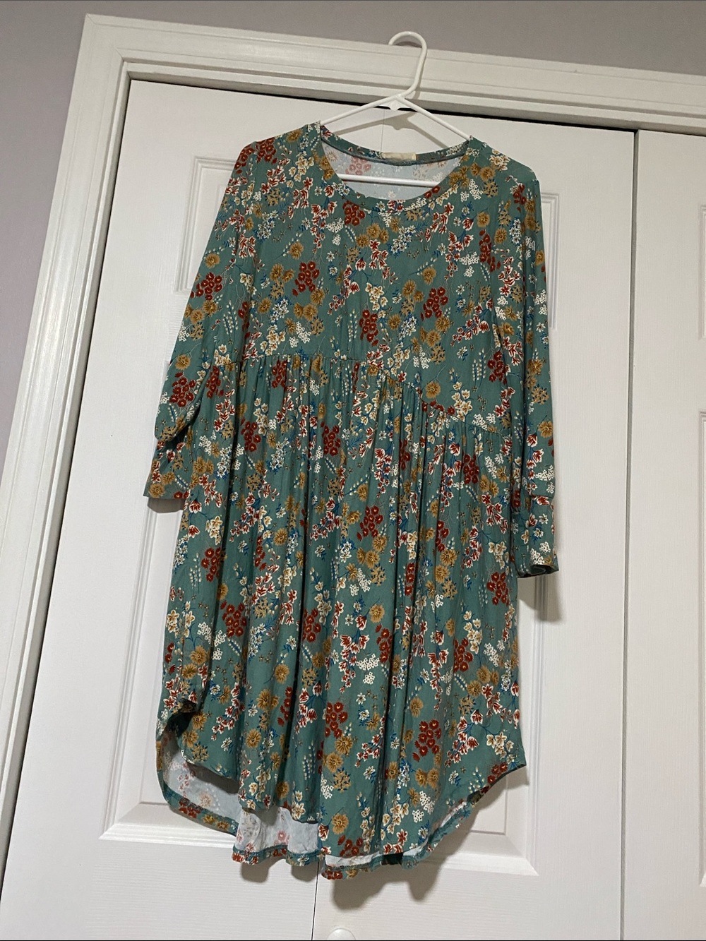 Beeson River Teal Green Floral Swing Dress